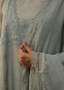 Powder Blue Lace Embroidered Kurta Set