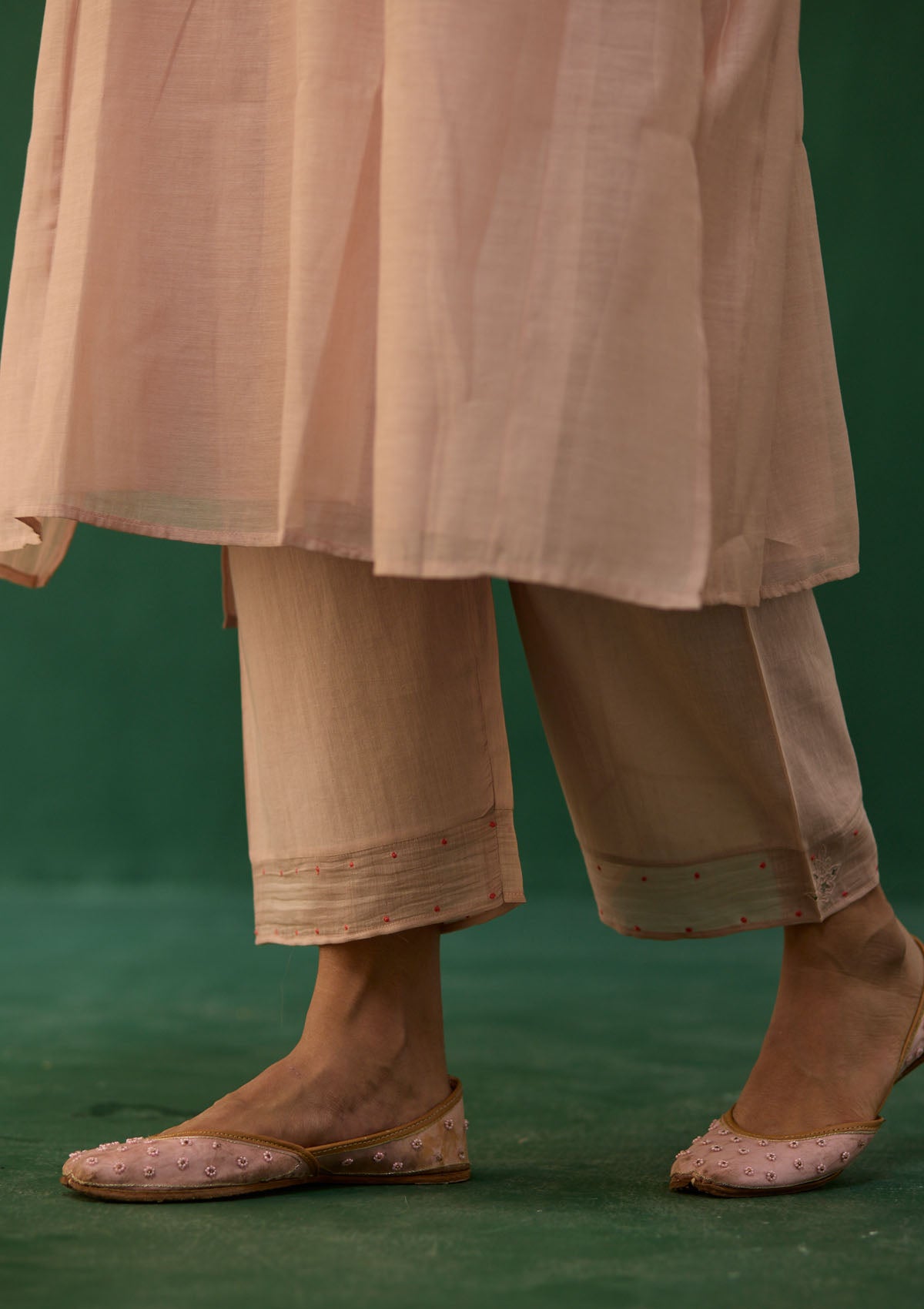 Blush Lace Embroidered Kurta Set