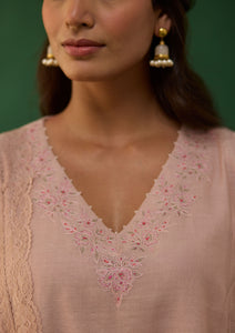 Blush Lace Embroidered Kurta Set