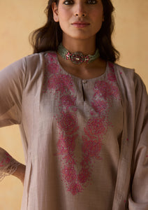 Slate Lace Embroidered Kurta Set