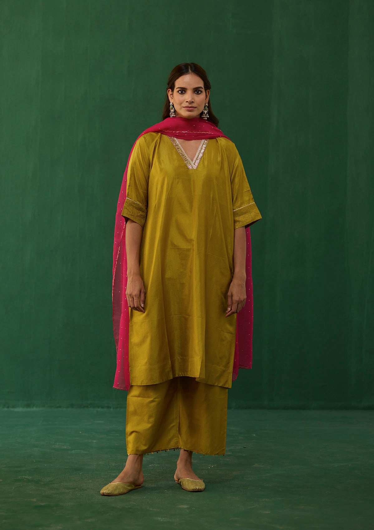 Ochre Gota Kurta Set