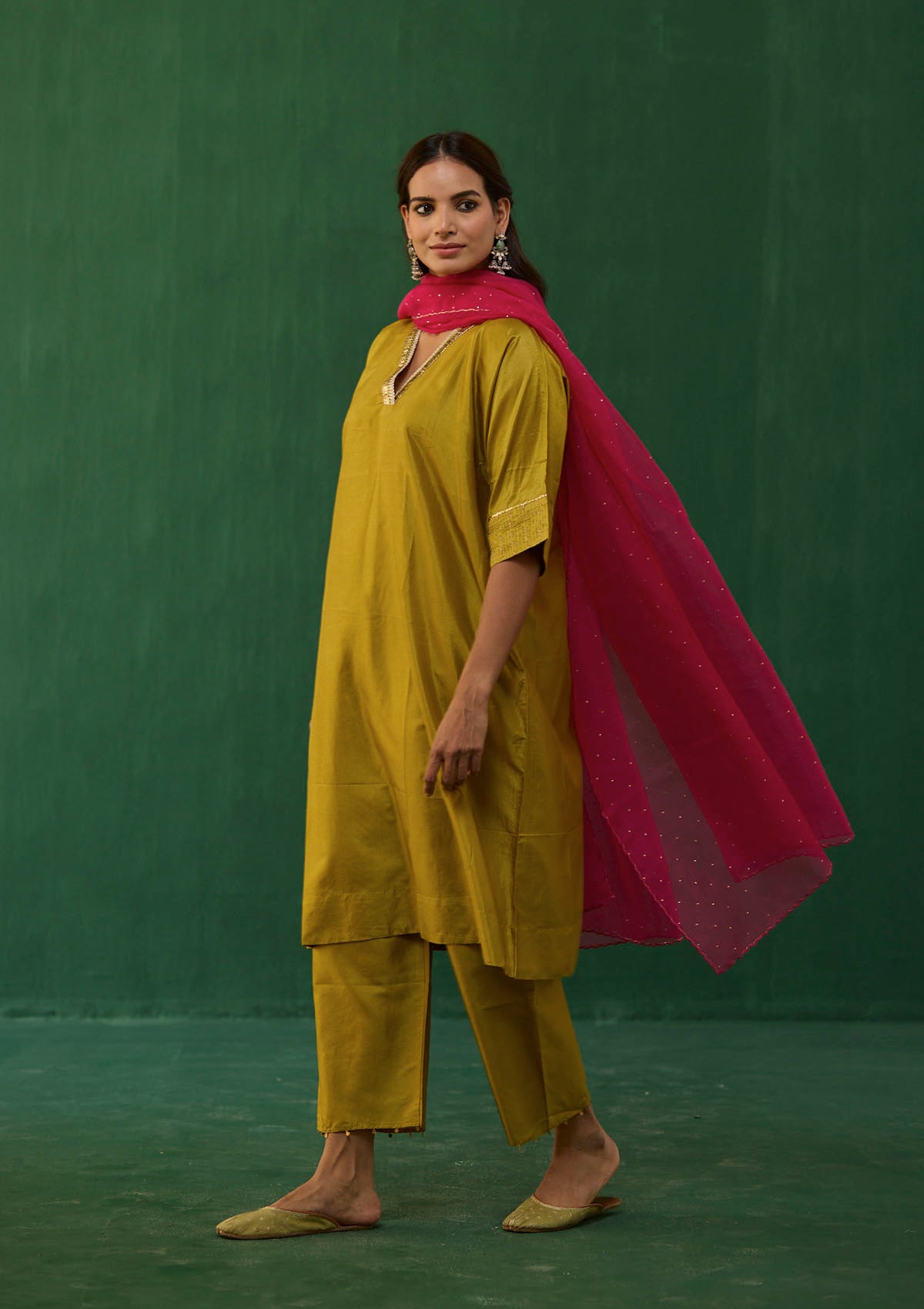 Ochre Gota Kurta Set