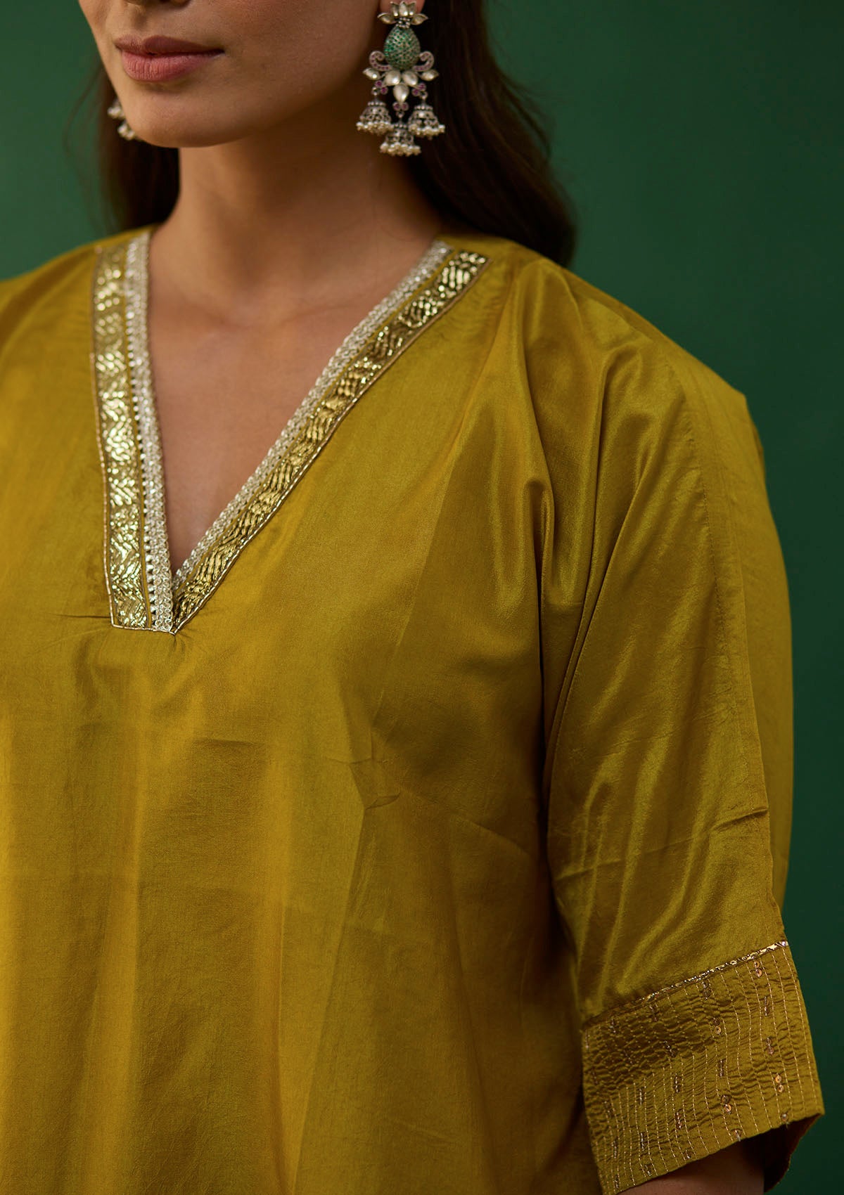 Ochre Gota Kurta Set