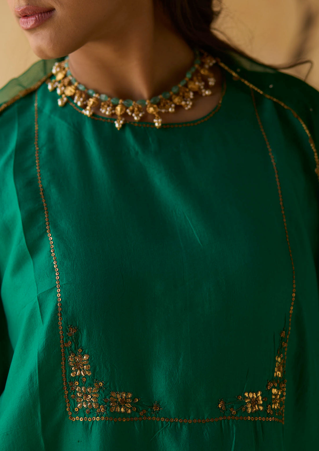 Emerald Sequin Embroidered Kurta Set
