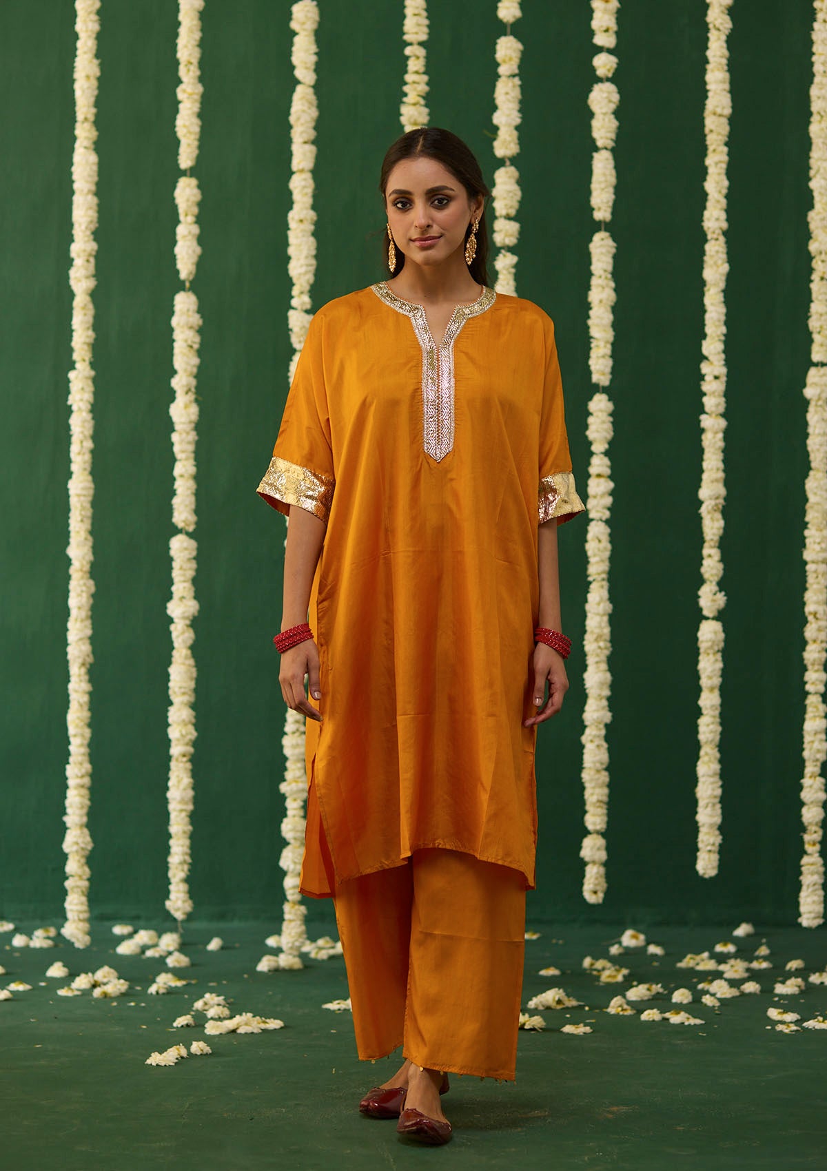 Saffron Gota Kurta Set