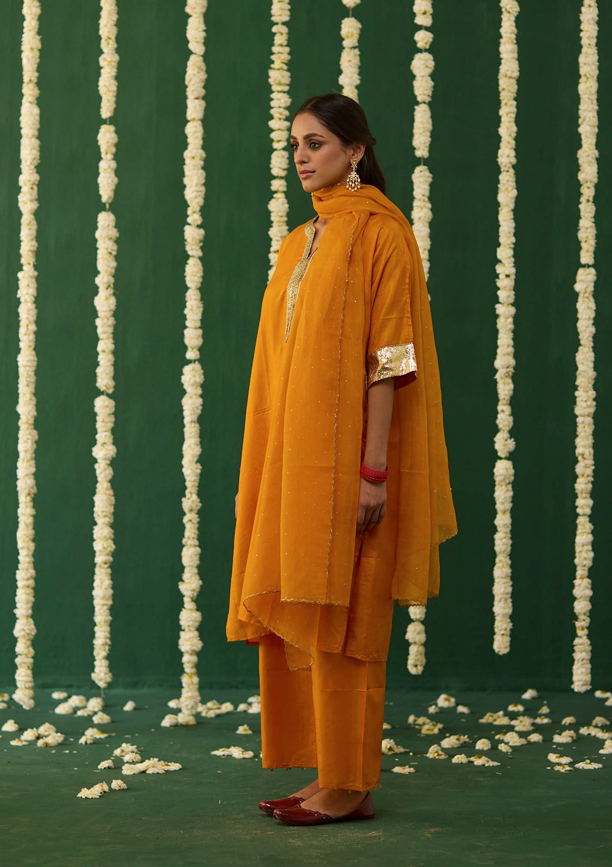 Saffron Gota Kurta Set