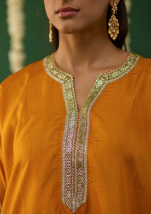 Saffron Gota Kurta Set