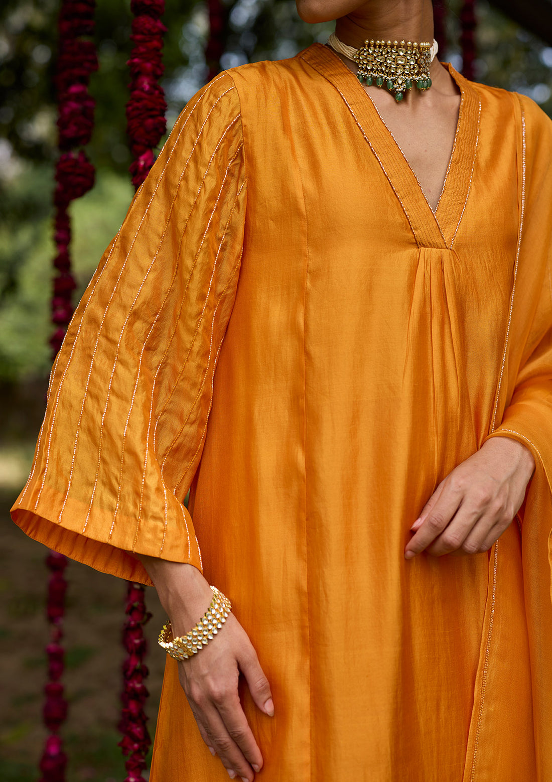 Saffron Sequin embroidered kurta set