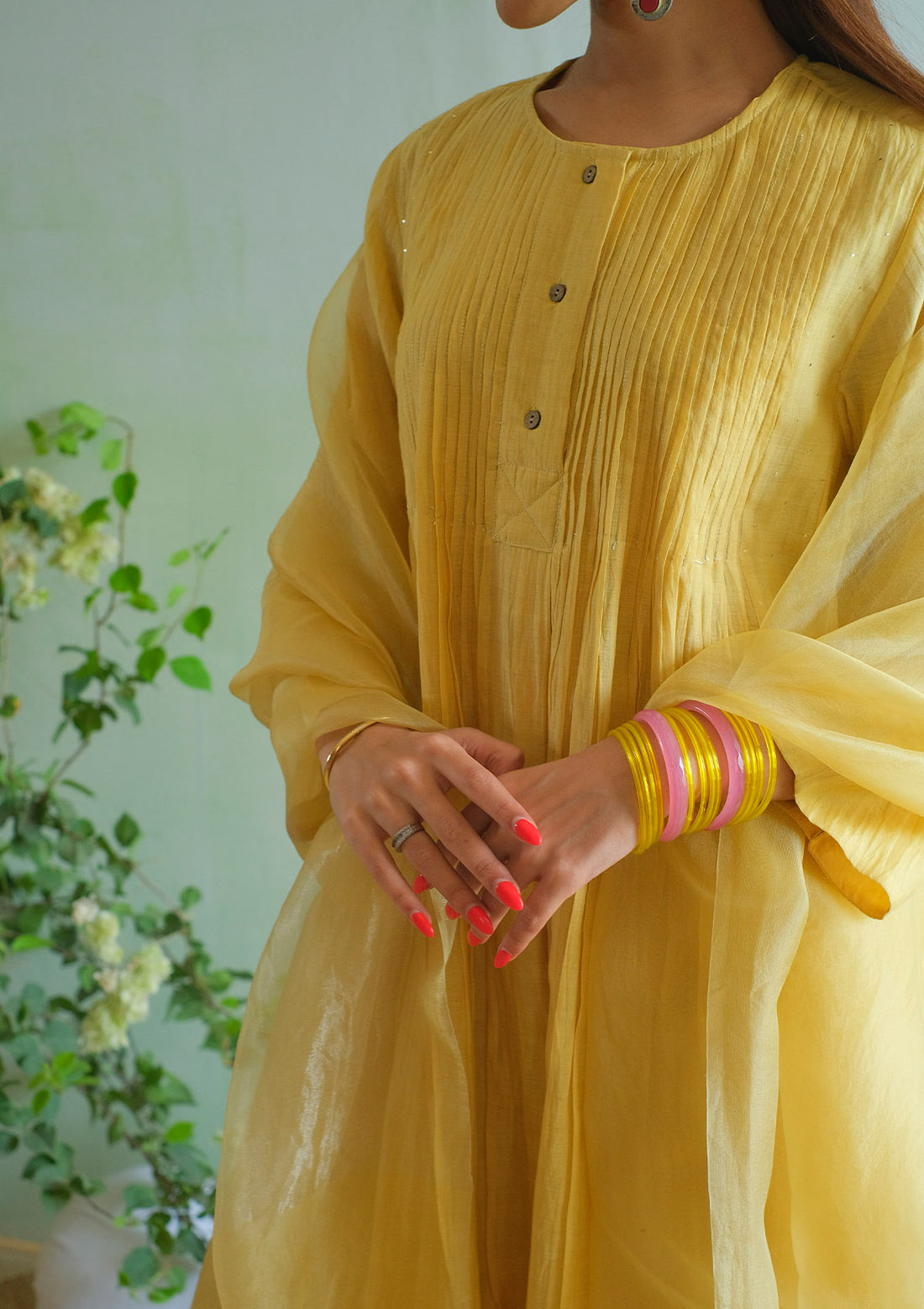 Canary Pintuck Mukaish Kurta Set