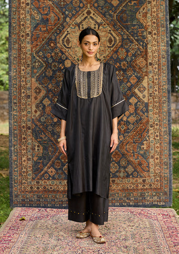 Midnight Black Zari Kurta Set