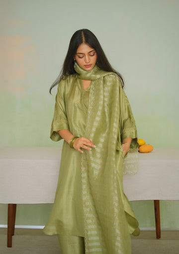 Sage Silk Kurta Set