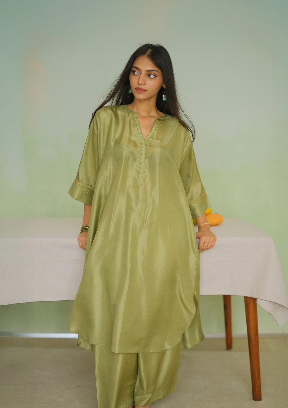 Sage Silk Kurta Set