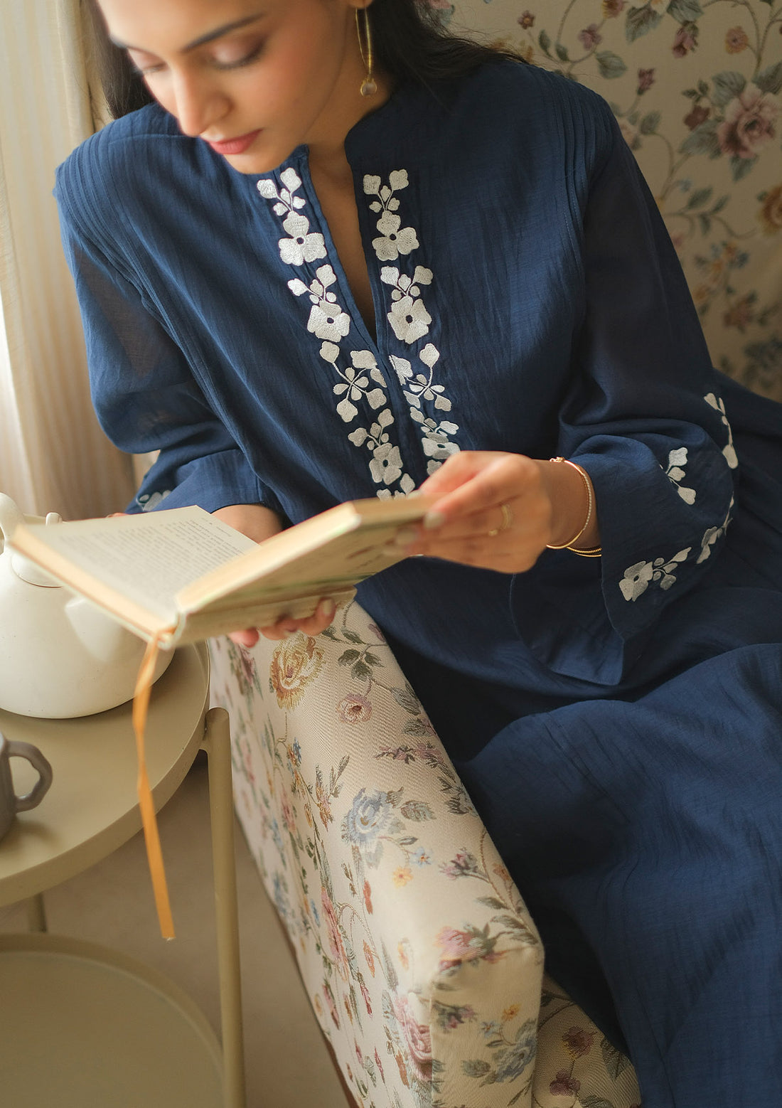 Midnight Blue Floral Kurta Set