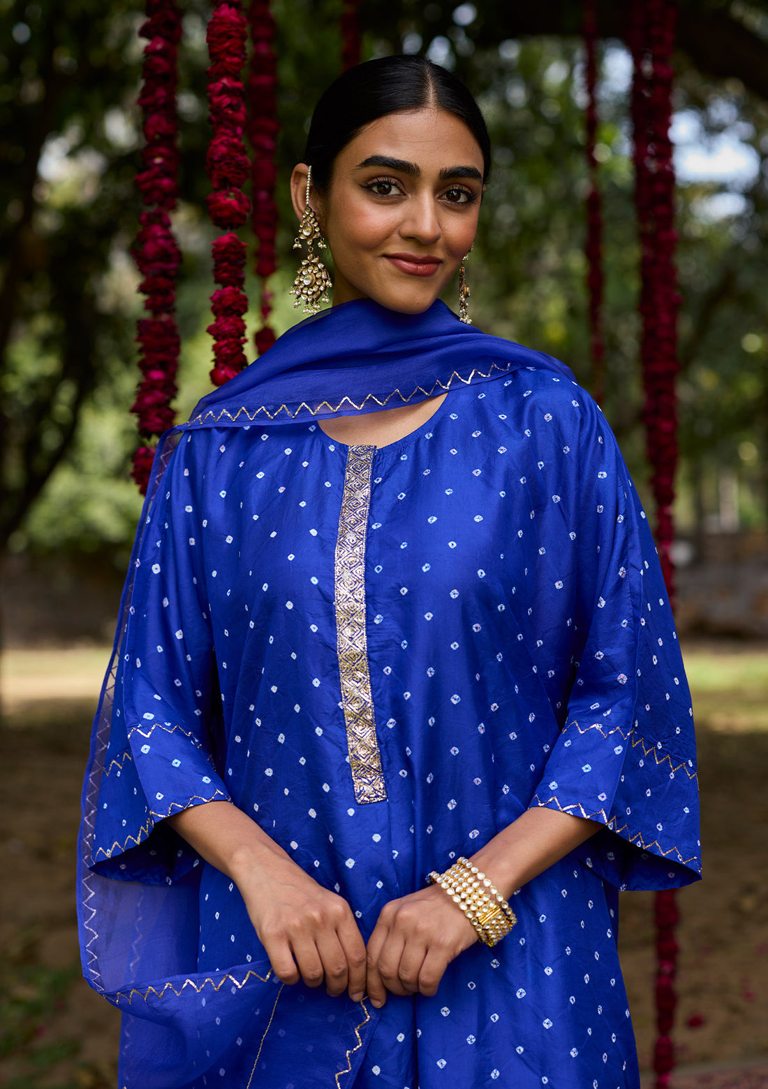 Electric Blue Bandhani Kurta Set