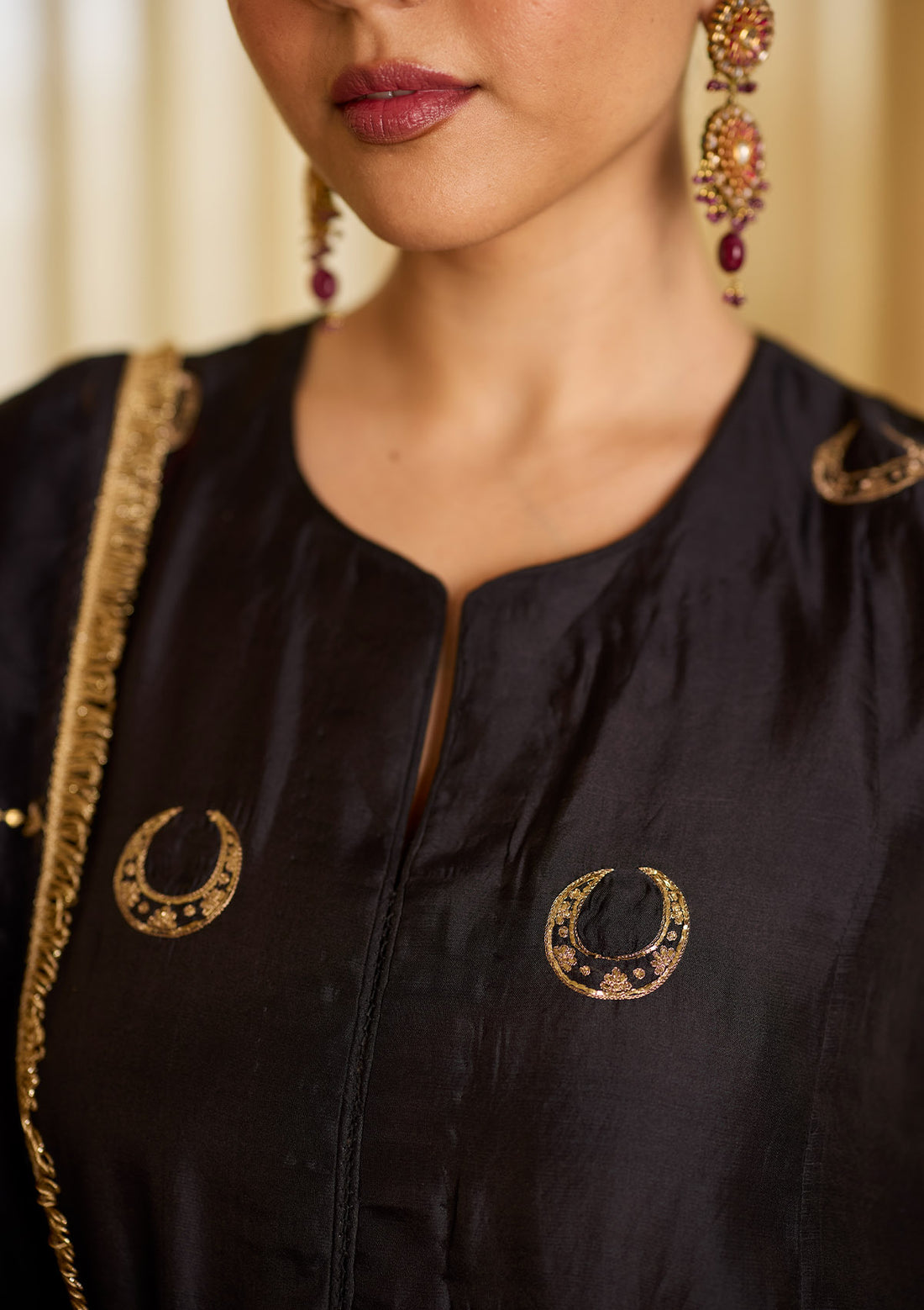 Midnight Black Chand Buta Kurta Set