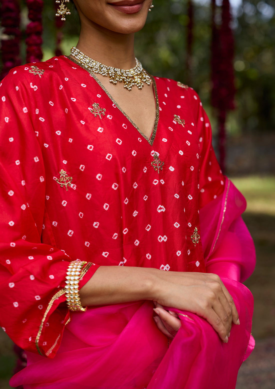 Scarlet Bandhani Kurta Set