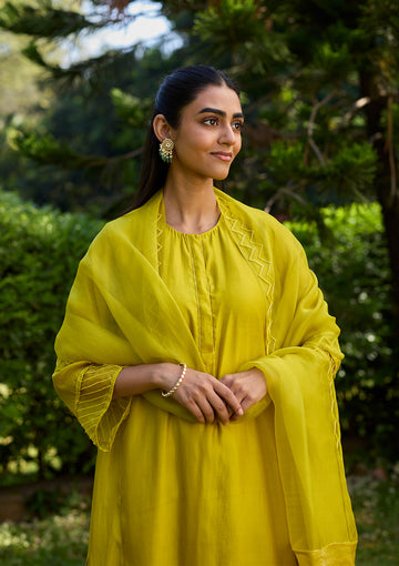 Canary Sequin Embroidered Kurta Set