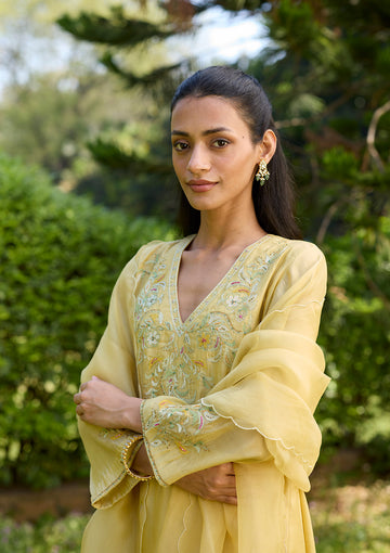Canary Floral Embroidered Kurta set