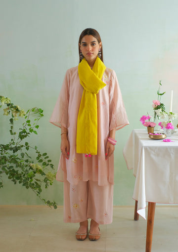 Blush Pink Floral Embroidered Kurta Set