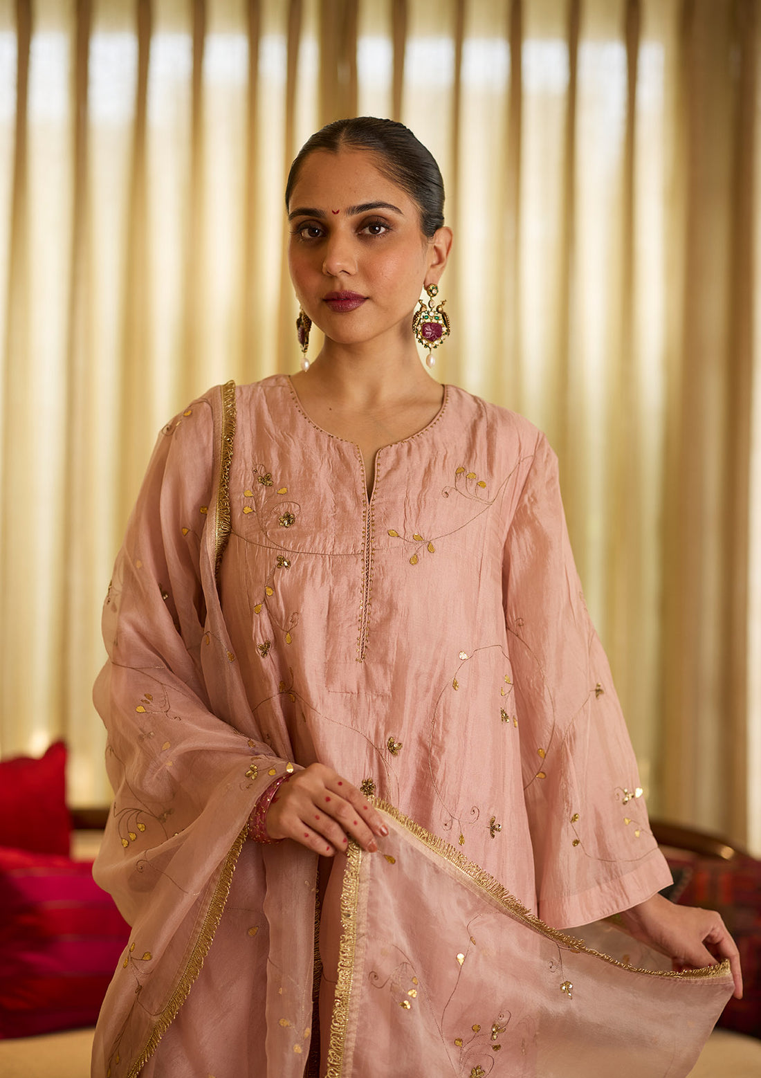 Rose Zari Embroidered Kurta Set