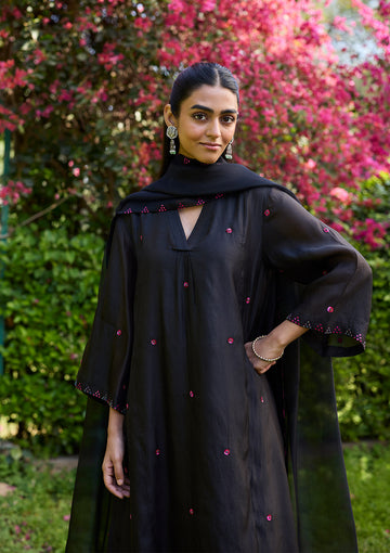Midnight Black Sequin Kurta Set