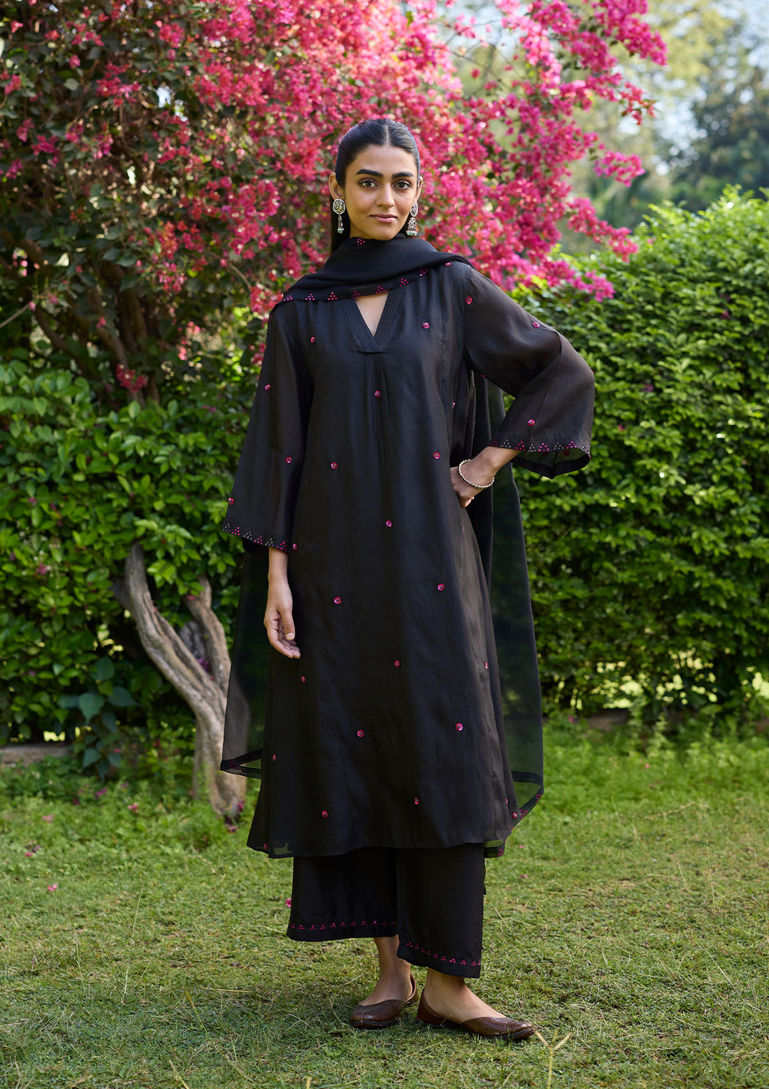 Midnight Black Sequin Kurta Set