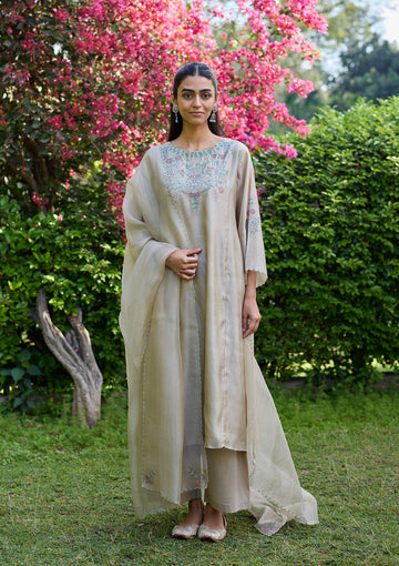 Slate Floral Embroidered Kurta Set