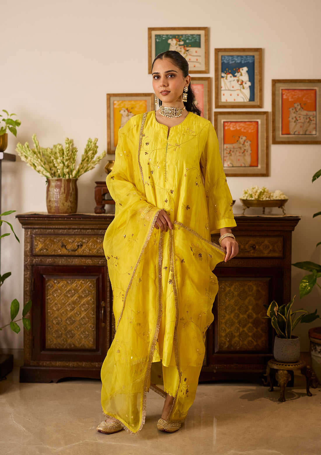 Canary Zari Embroidered Kurta Set