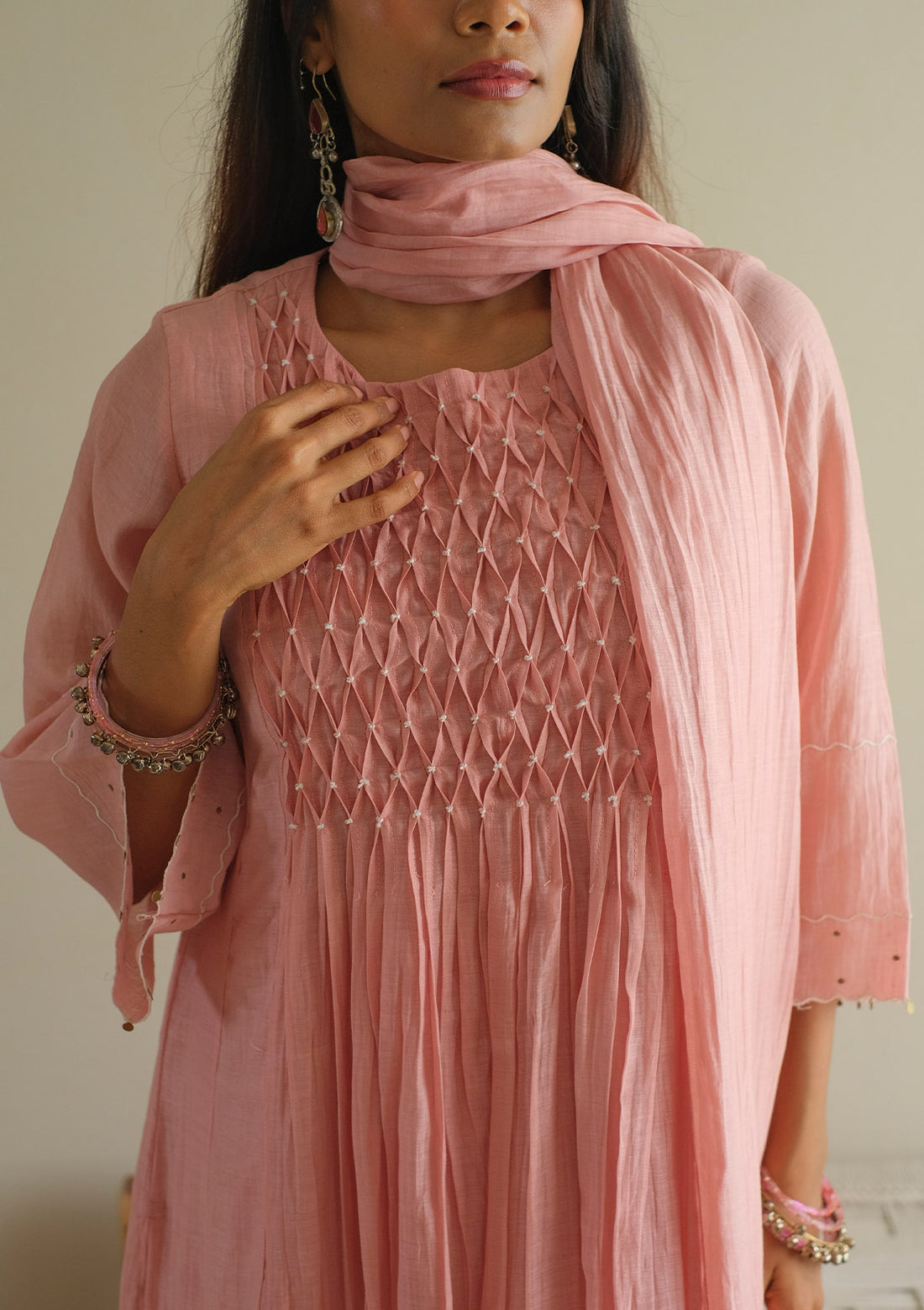 Blush Smocked Kurta Set