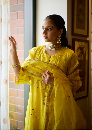 Canary Zari Embroidered Kurta Set