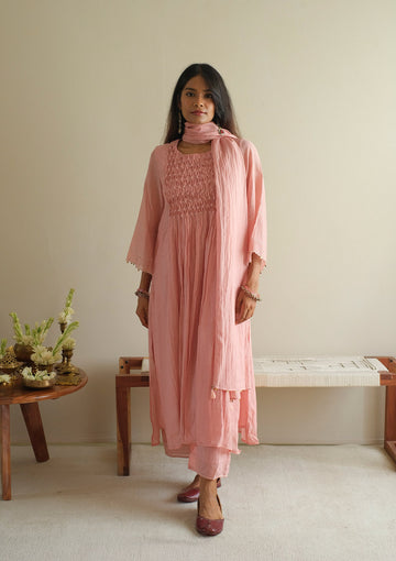 Blush Smocked Kurta Set