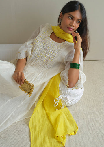 Ivory Smocked Kurta Set