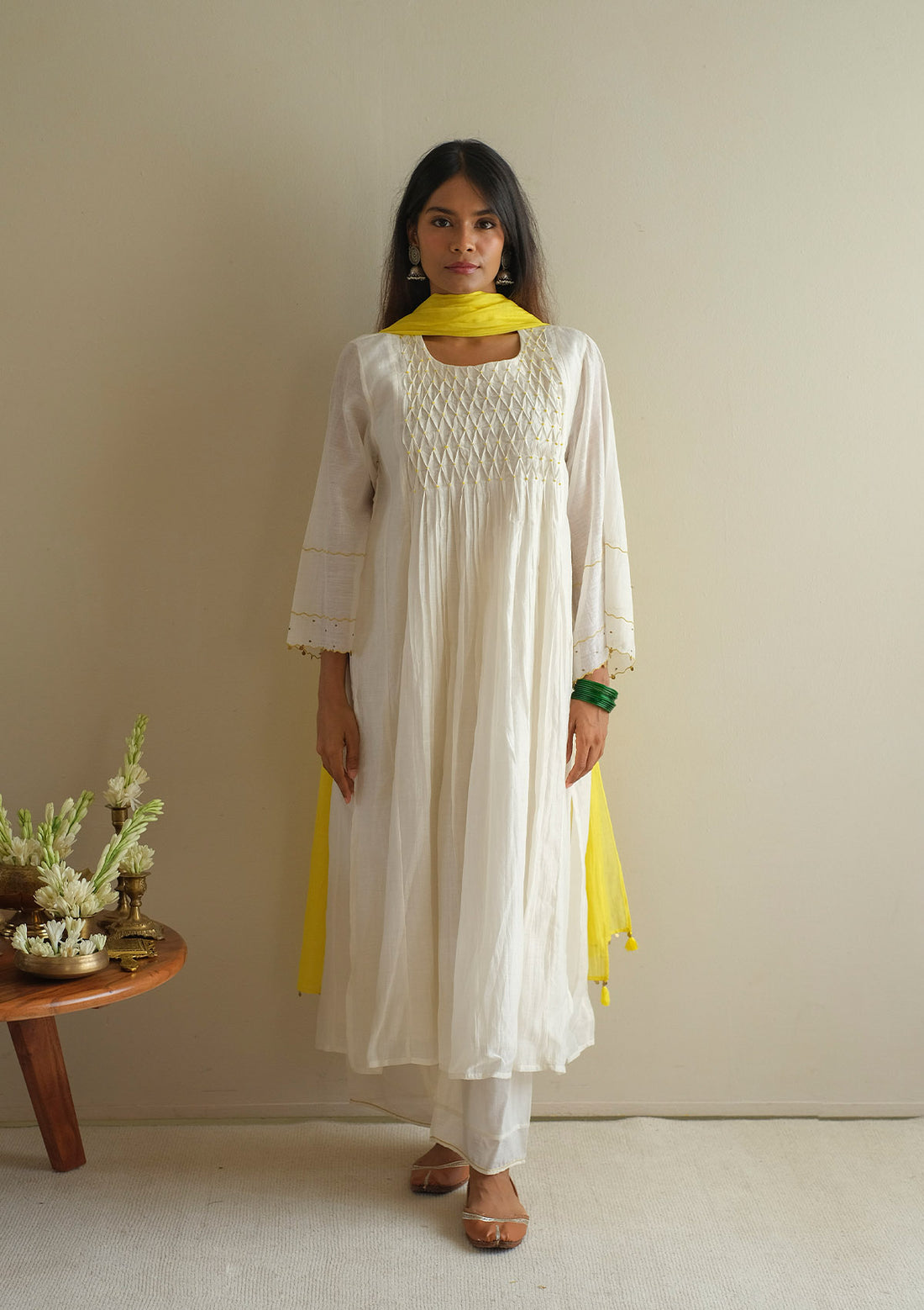 Ivory Smocked Kurta Set