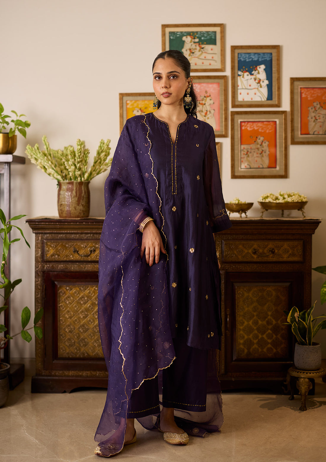 Violet Chand Buta Kurta Set