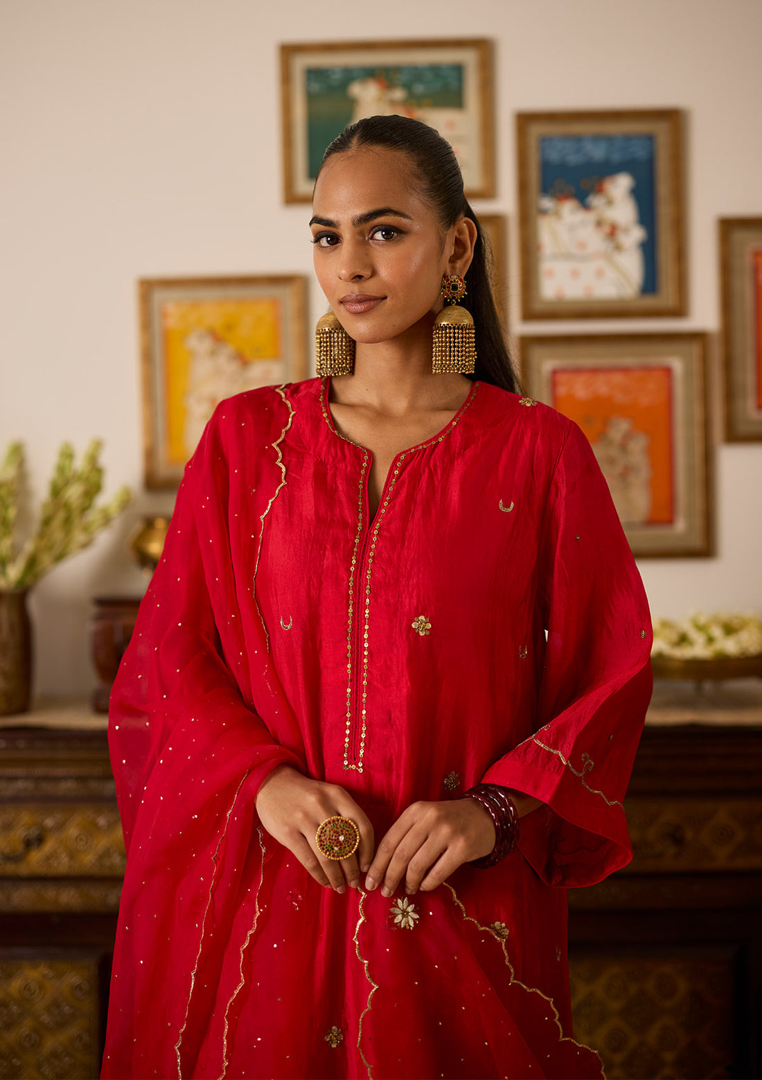 Scarlet Chand Buta Kurta Set