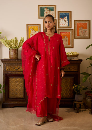 Scarlet Chand Buta Kurta Set