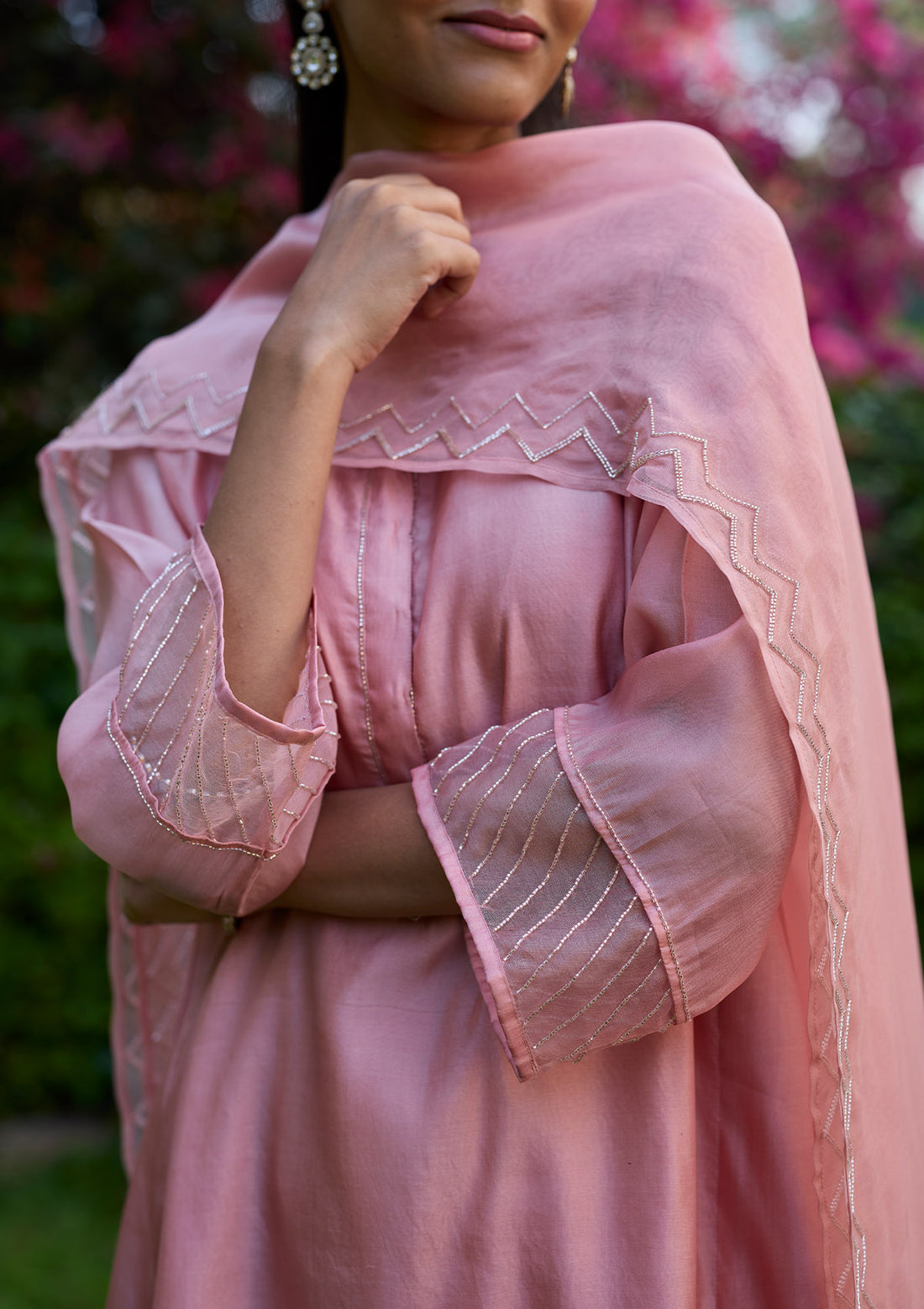 Blush pink sequin embroidered kurta set
