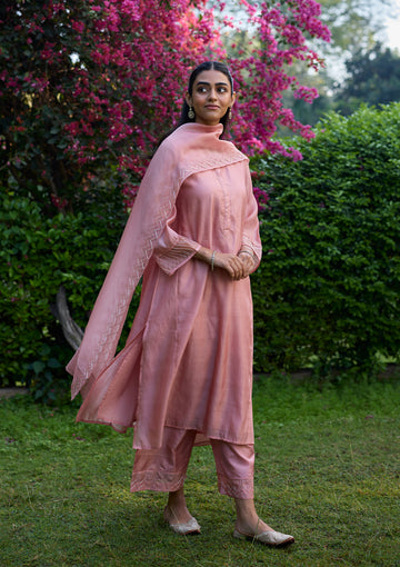 Blush pink sequin embroidered kurta set
