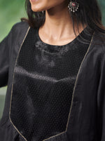 Load image into Gallery viewer, Midnight Black Mashru Silk Kurta Set
