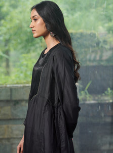 Midnight Black Mashru Silk Kurta Set