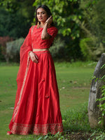 Load image into Gallery viewer, Scarlet Embroidered Lehenga Set
