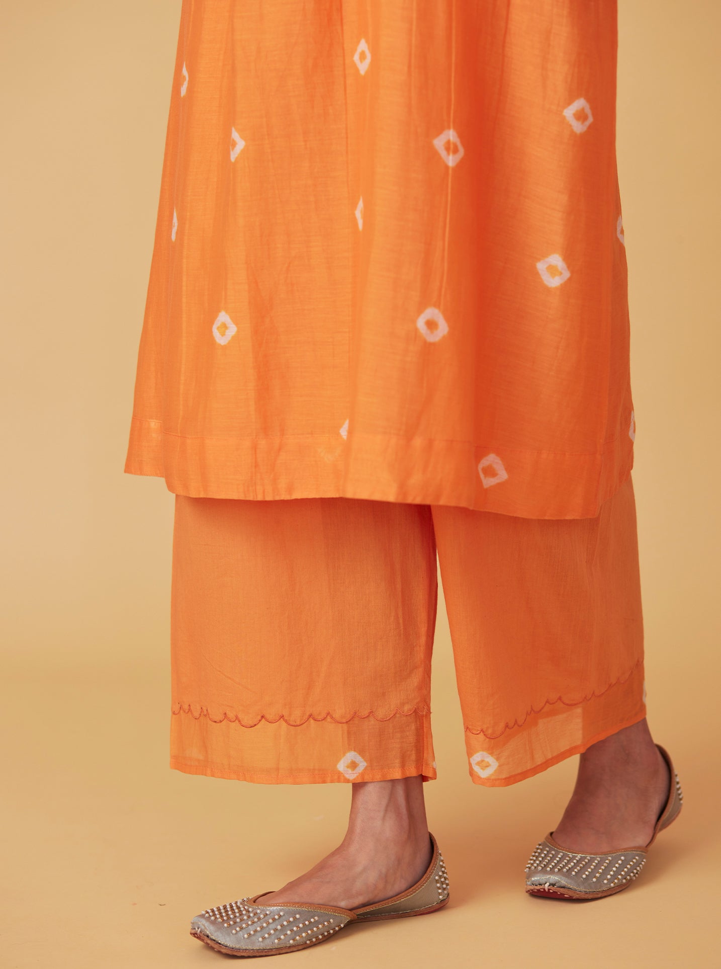 Saffron Tie and Dye Kurta Set