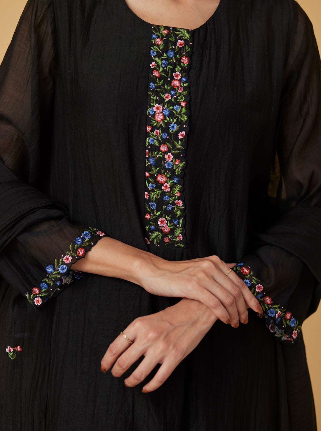 Midnight Black Embroidered Kurta Set