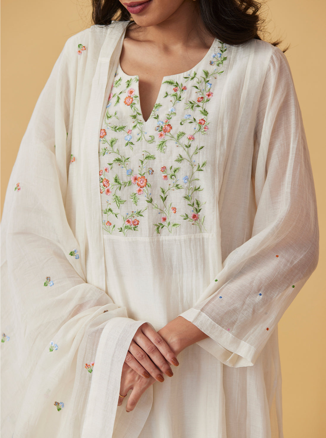 Ivory Embroidered Kurta Set