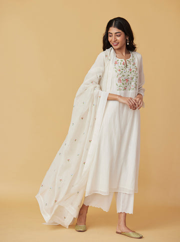 Ivory Embroidered Kurta Set