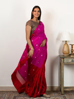 Load image into Gallery viewer, Tie Dye Fuchsia and Scarlet Panelled Saree
