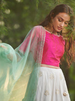 Load image into Gallery viewer, Ivory and Fuchsia Embroidered Lehenga Set
