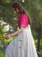 Load image into Gallery viewer, Ivory and Fuchsia Embroidered Lehenga Set
