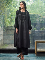 Load image into Gallery viewer, Midnight Black Mashru Silk Kurta Set
