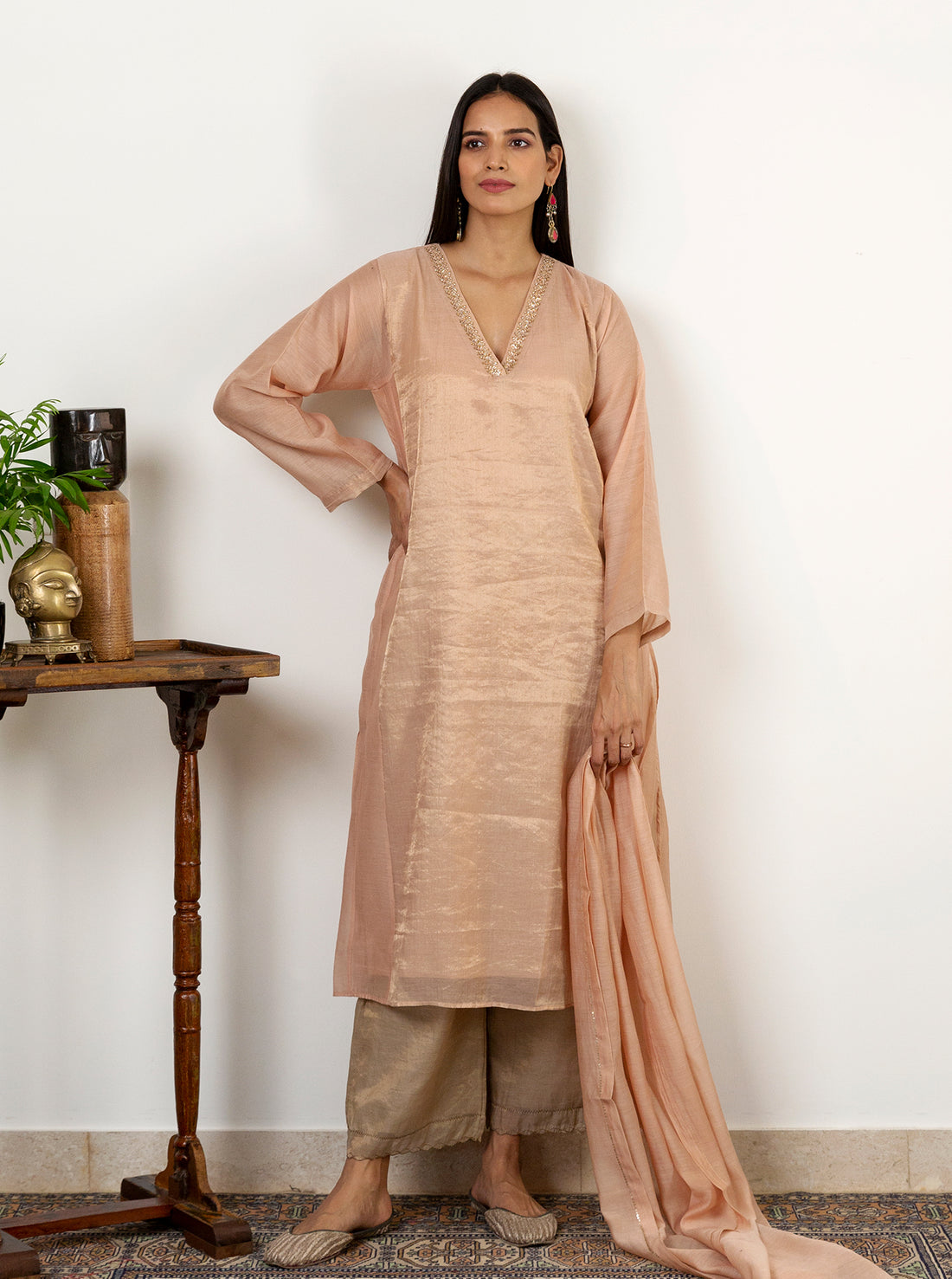 Sandstone Chanderi Kurta Set